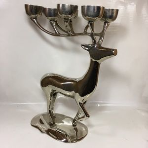 Silver Reindeer Candelabra 8 Candle Holiday Decor